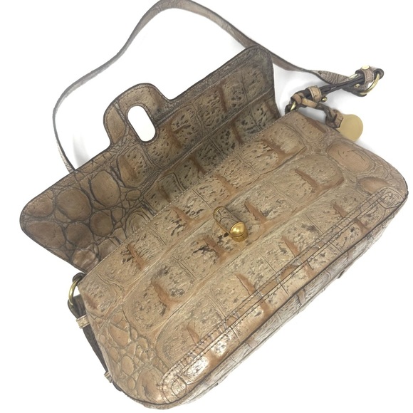 Brahmin Croc-Embossed Leather Shoulder Bag – Chestnut Brown Vintage - Picture 7 of 10